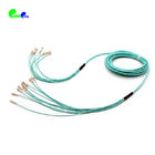 Low loss Fiber Optic Patch Cables 12F LC - LC OM3 50/125 Breakout 2mm 10M patch cord  LSZH Aqua color